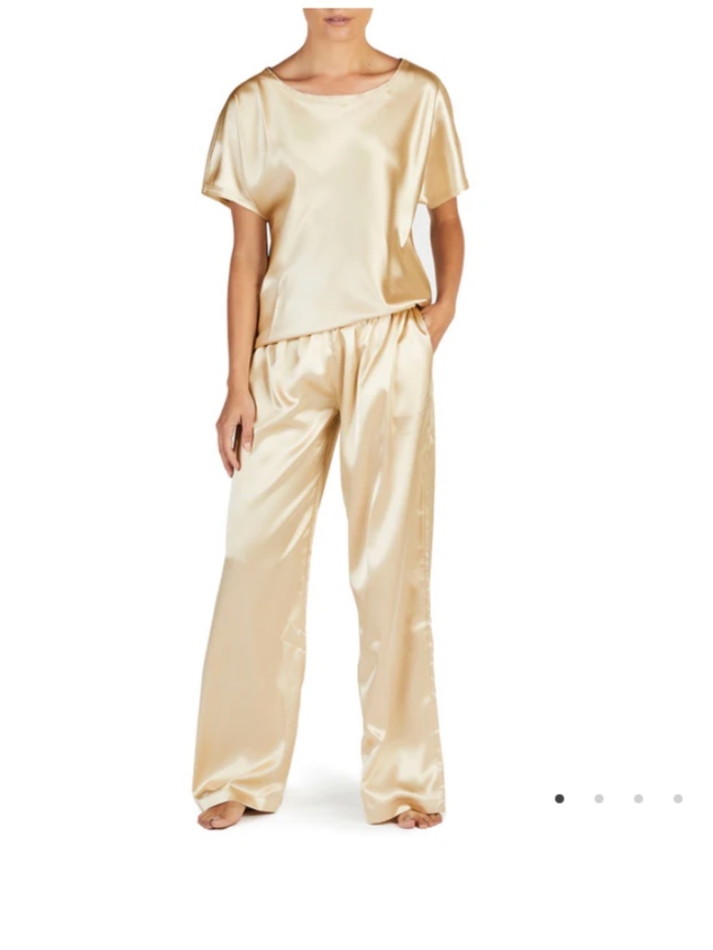NWOT MyBodhi Satin 100% Silk  Wide-Leg Pants/Shirt set  in Champagne Size S/M